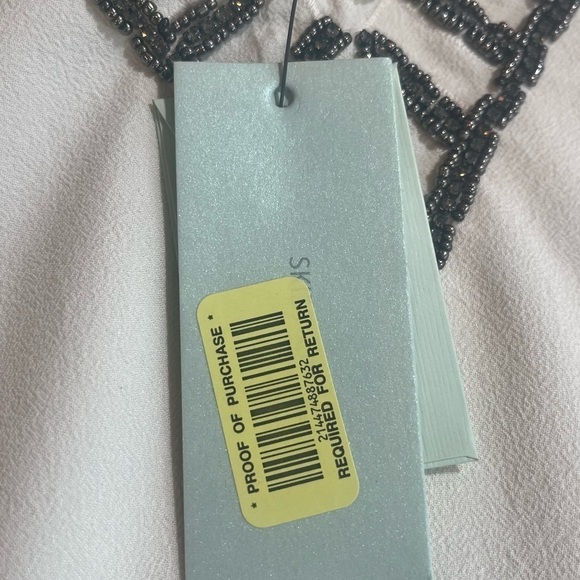 NWT SKIES ARE BLUE Ivory Blouse Beaded Trim Neckline & Back w/ Cut-Out Size 8 - Picture 6 of 15